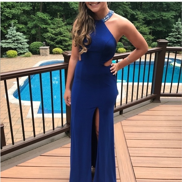 Faviana,Stunning Royal Cobalt,Rhinestone Strapped-Back Formal Gown/Dress, Size 6 - Picture 8 of 16